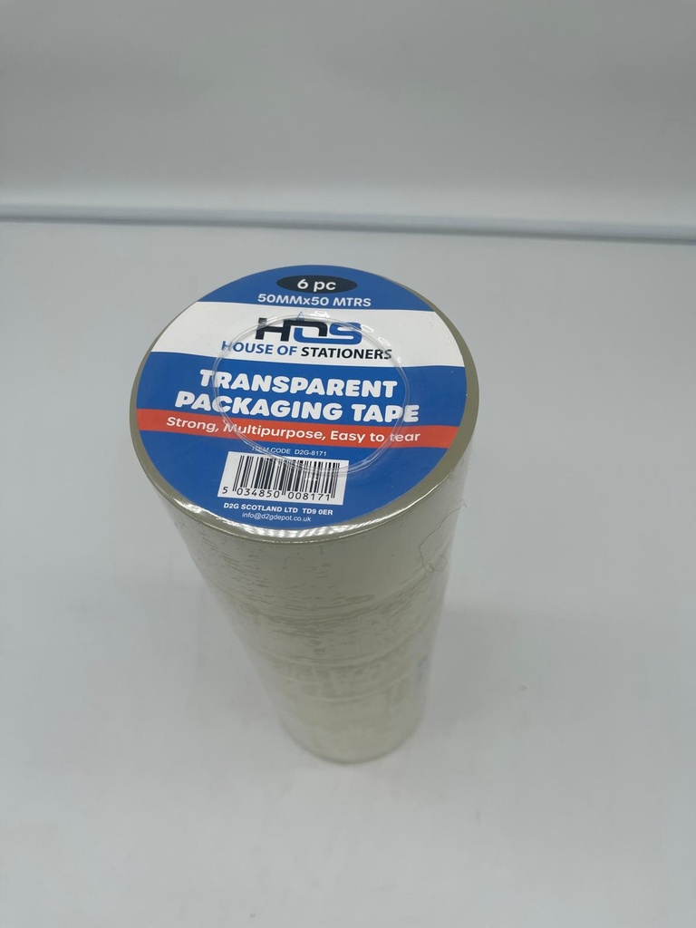 Hos 6Pk 50Mmx50M Clear Packaging Tape
