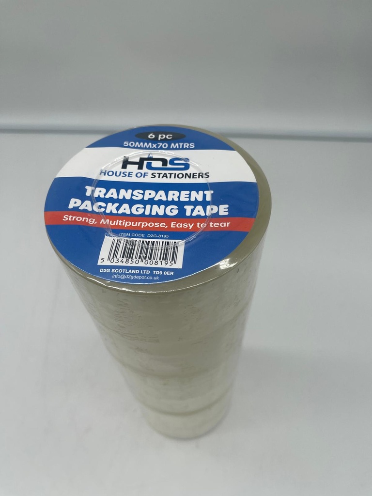 Hos 6Pk 50Mmx70M Clear Packaging Tape
