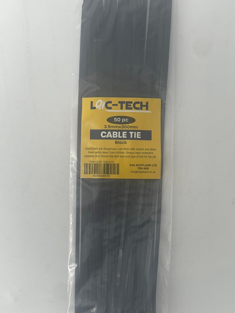 Loc-Tech 50Pc 3.5*300Mm Cable Tie Black