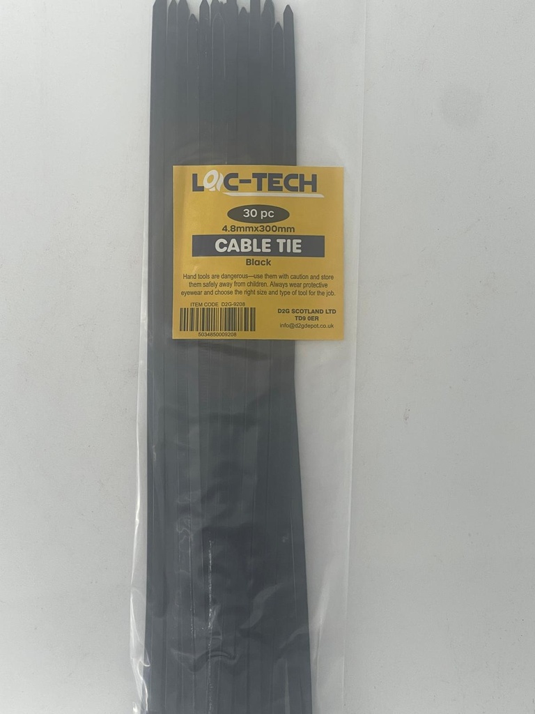 Loc-Tech 30Pc 4.8*300Mm Cable Tie Black
