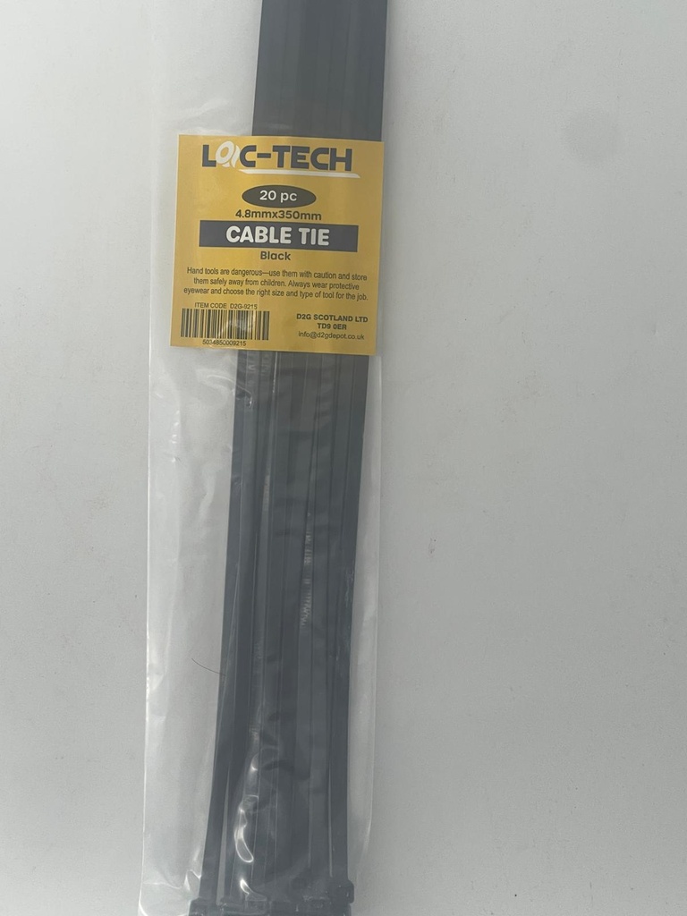 [R2119247] Loc-Tech 20Pc 4.8*350Mm Cable Tie Black