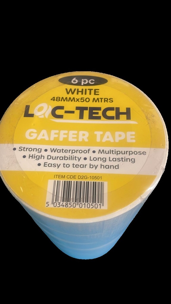 [R2118841] Loc-Tech 6Pk Gaffer Tape-White 48Mmx50M