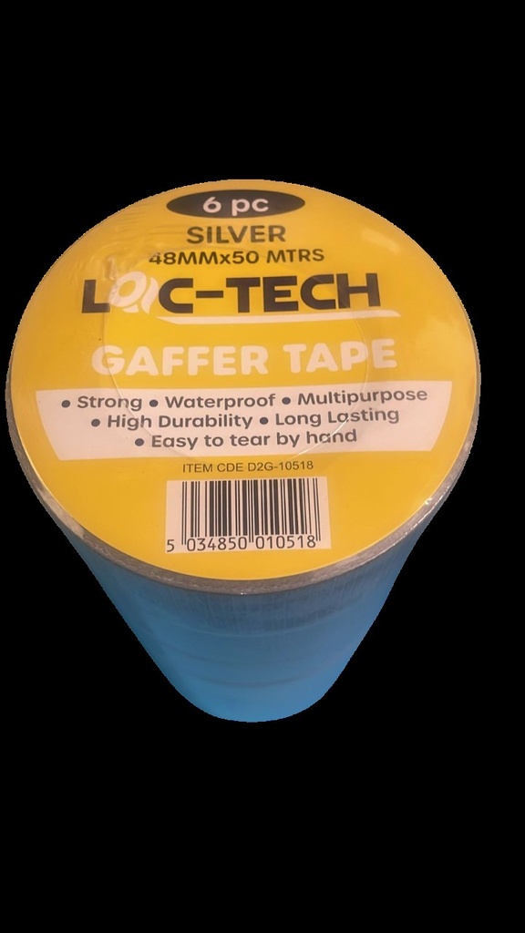 Loc-Tech 6Pk Gaffer Tape-Silver 48Mmx50M