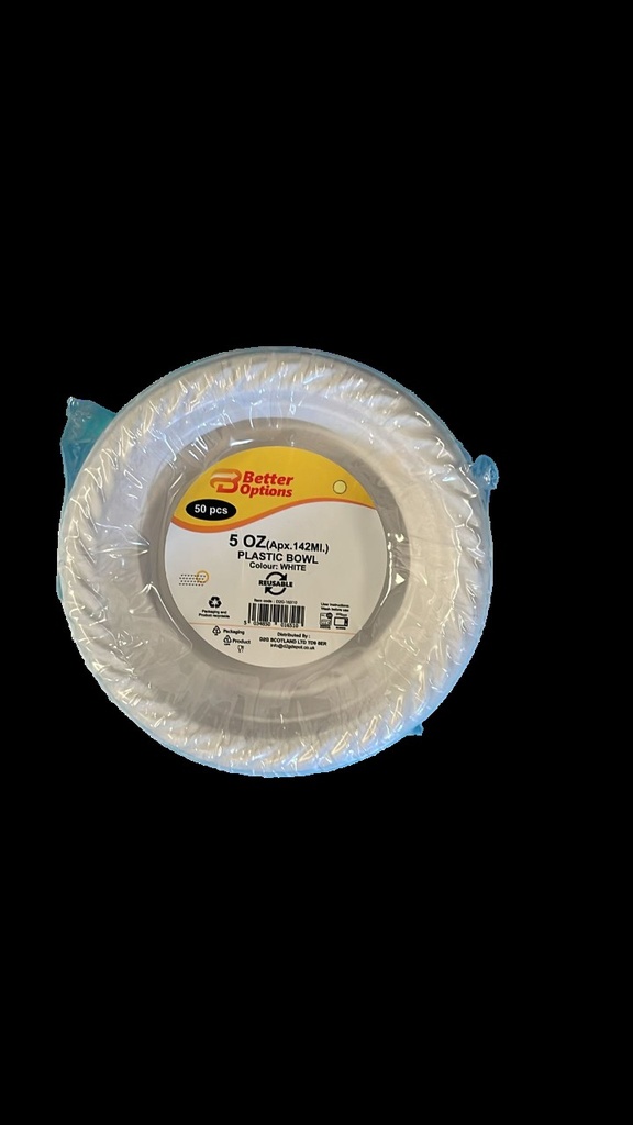 [R2120252] Better Options 5Oz Plastic White Bowl 50Pcs