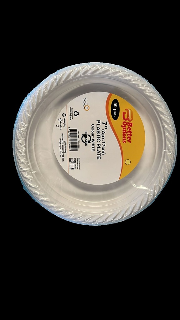 [R2120249] Better Options 7" White Plastic Plate 50Pcs
