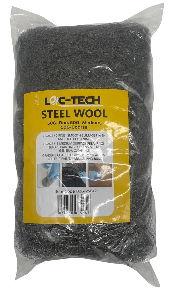 Loc-Tech Steel Wool Assorted - Coarse 50G, Fine 50G, Medium 50G