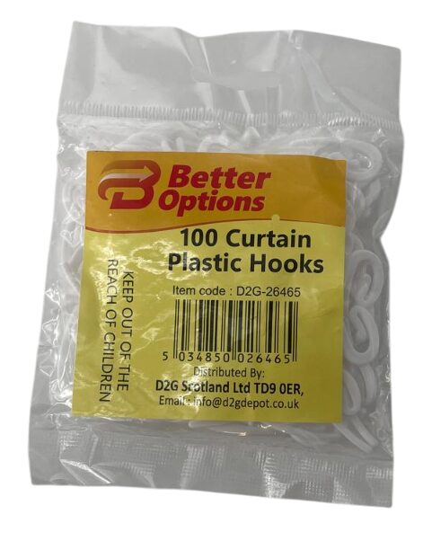 Better Options  100 Curtain Plastic Hooks