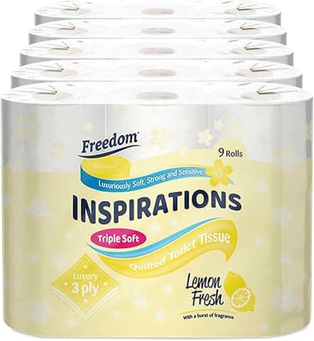 [R157058] Freedom 45 Rolls Of Lemon Toilet Paper 3Ply 9Pk X 5