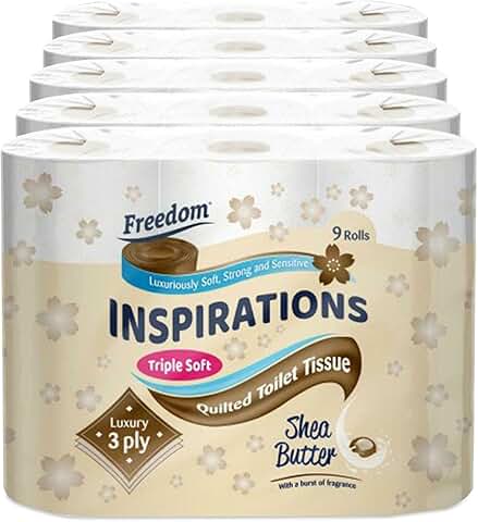 [R201216] Freedom 45 Rolls Of Shea Butter 3Ply 9Pk X 5