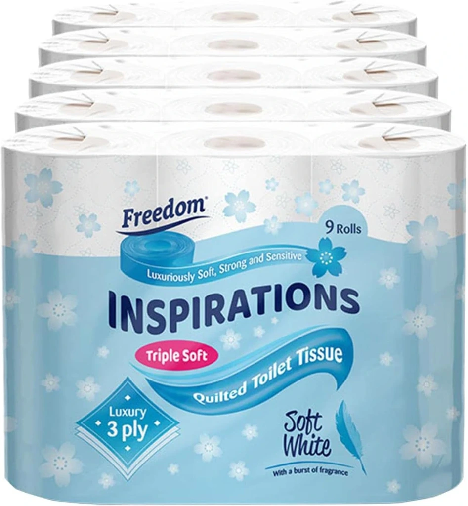 [R88711] Freedom 45 Rolls White Toilet Paper 3Ply 9Pk X 5