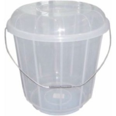 Plastic 16Ltrs Clear Bucket With Lid