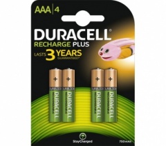Duracell AAA (750maH) Plus Pk4 Recharageble