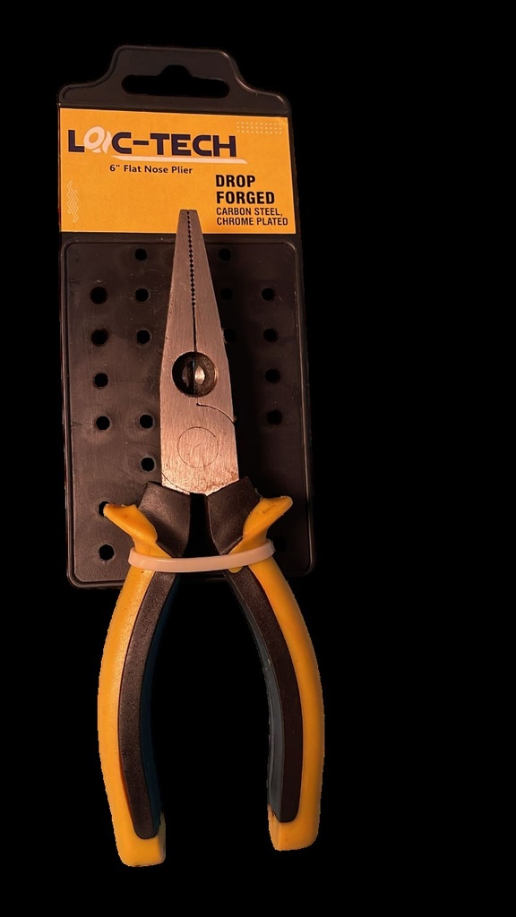 Loc-Tech 6" Flat Nose Plier, Drop Forged, Carbon Steel, Chrome Plated With Sleeve