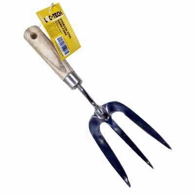 Loc-Tech Stainless Steel  Hand Fork Wooden  Handle